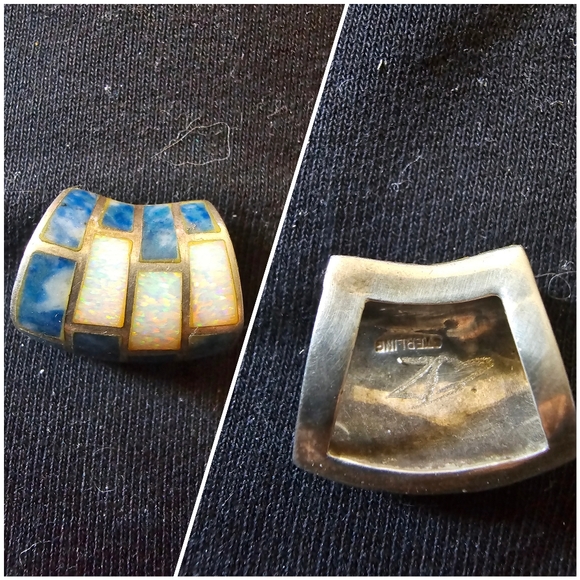 .925 Silver Opal & Bluestone Mosiac Statement Pendant.Rare Find - Picture 2 of 4